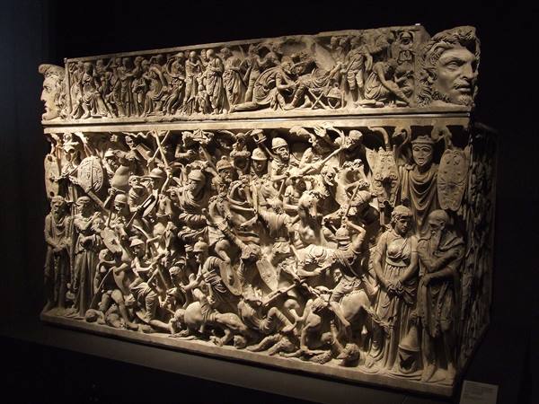ROME -National Museum: the elaborate sarcophagus of Portonaccio