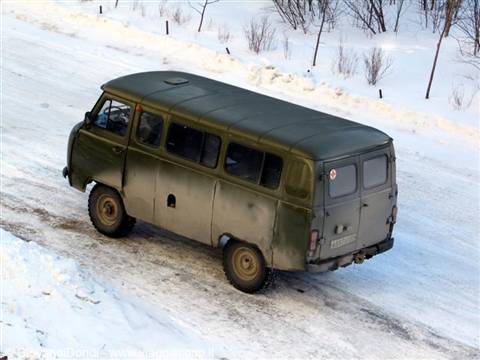 A UAZ van used as an ambulance
