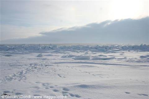 View of the White Sea, locked by ice
