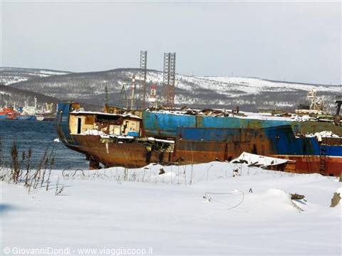 The port of Murmansk, with its rusty wrecks