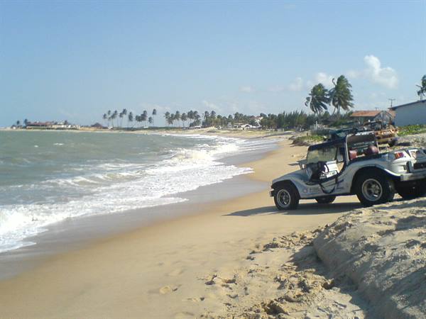 in a buggy on the beach of Genipabu