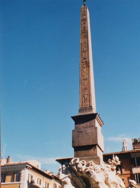 Egyptian obelisk atop the Fountain of the Four Rivers, Piazza Navona, Rome