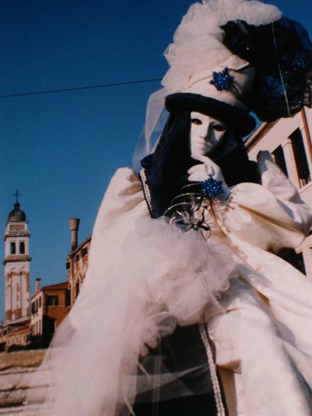 White costumed mask with porcelain face, Venice carnival