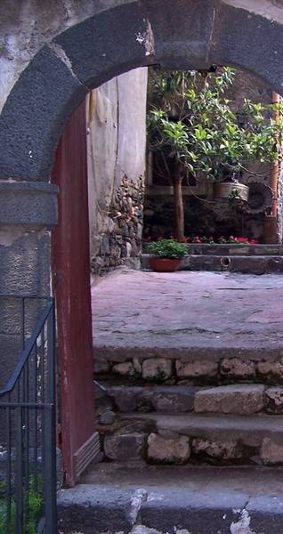 Lava stone portal of the Casa del Nespolo