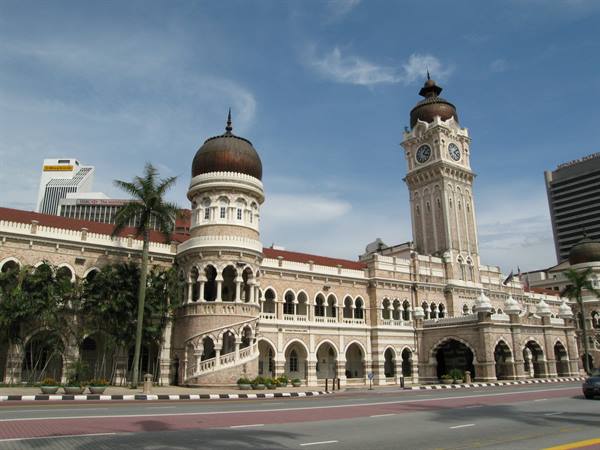 Sultan Abdul Samad Building in Kuala Lumpur, brick facade with clock tower