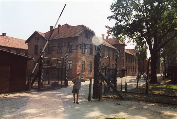 Auschwitz - camp entrance with the famous sign