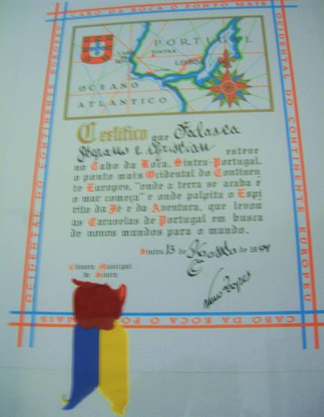 Cabo da Roca - certificate
