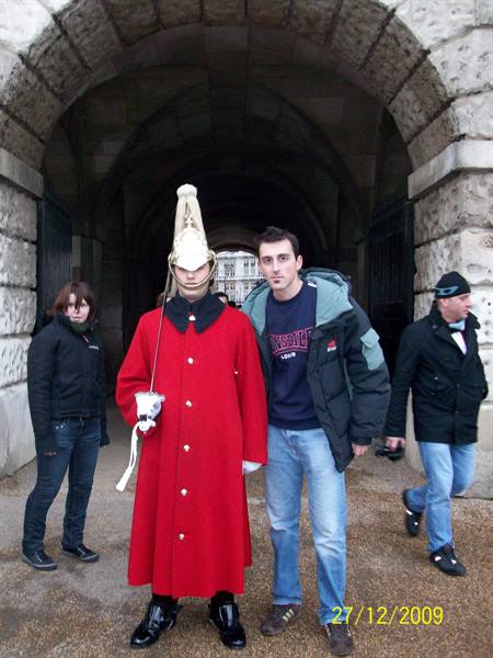 London - with a guard