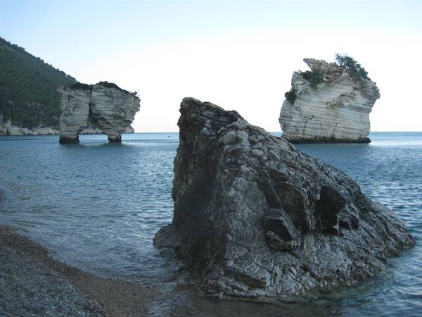 Limestone sea stacks at Baia delle Zagare, Gargano