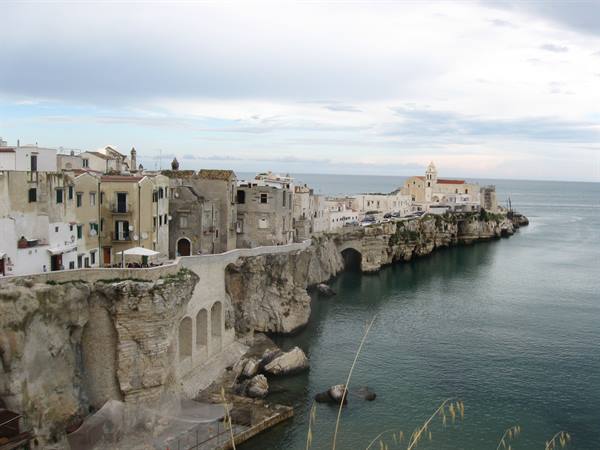 Vieste: white houses on limestone cliffs above the Adriatic Sea