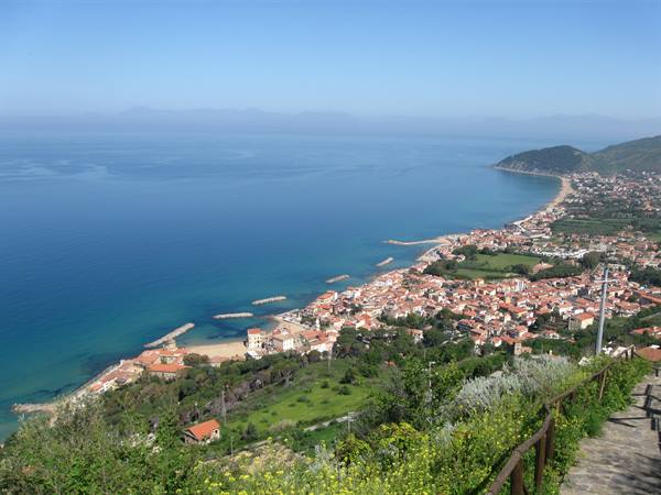 Santa Maria di Castellabate, seaside houses with breakwaters and sandy beach