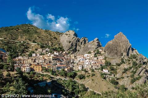 Castelmezzano, colorful houses nestled among Lucanian Dolomites rocks