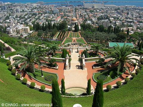 stunning view of Haifa from the beautiful Bahai gardens