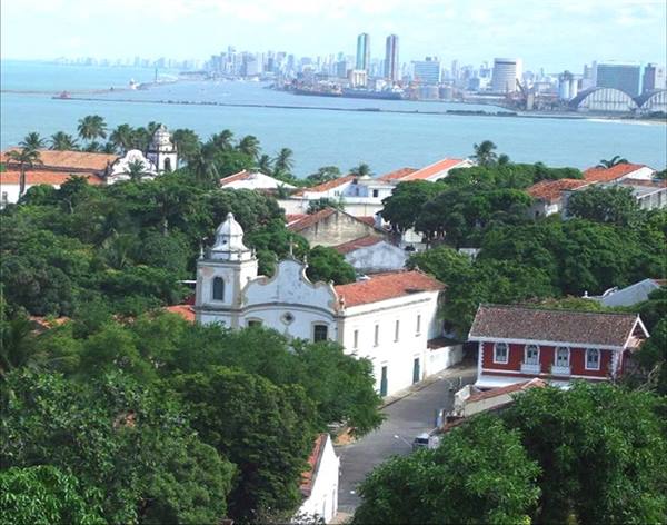 Olinda, ancient capital of Pernambuco, in the background Recife the present-day capital