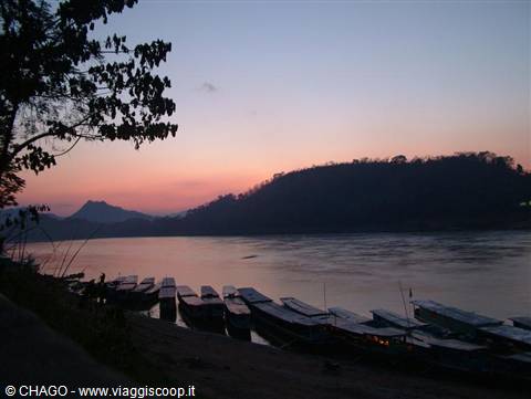 sunset over the Mekong river