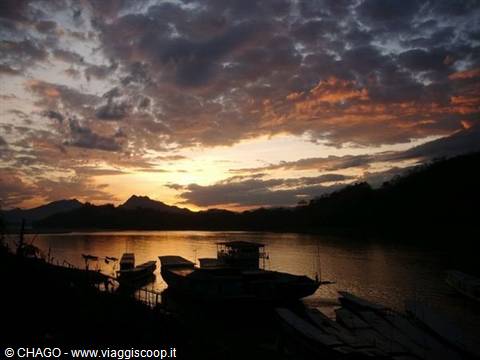 sunset over the Mekong river