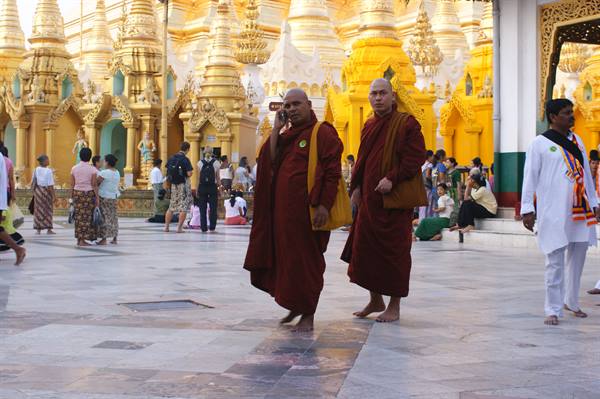 monks on the phone