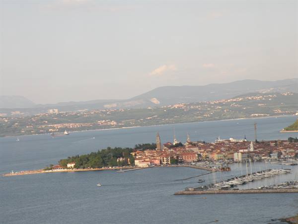 Izola and Italy seen from the road to Piran