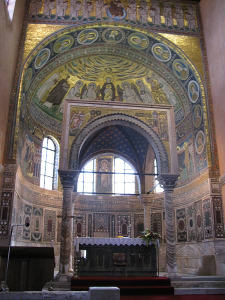 interior of the Basilica:the finest example of Byzantine mosaic art in all of Croatia
