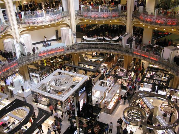 the interior of the Galleries La Fayette