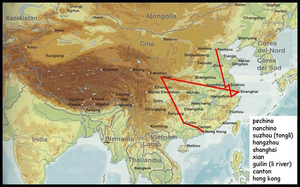 our route in china