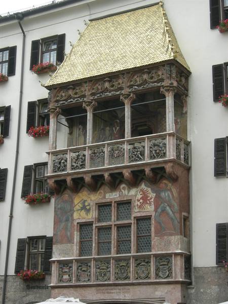 The Goldenes Dachl in Innsbruck, Gothic balcony with golden roof tiles