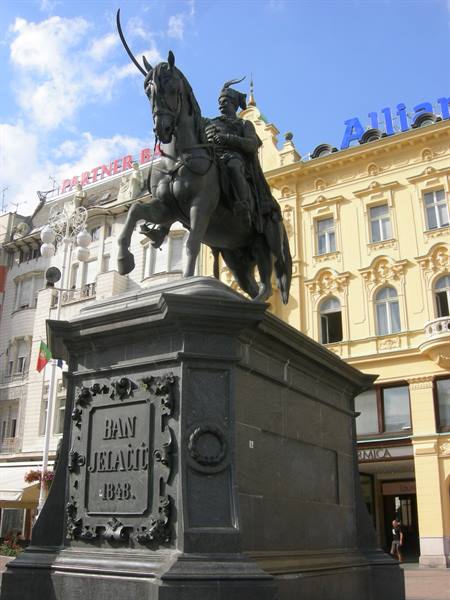 Equestrian statue of Ban Jelačić on stone pedestal, Zagreb