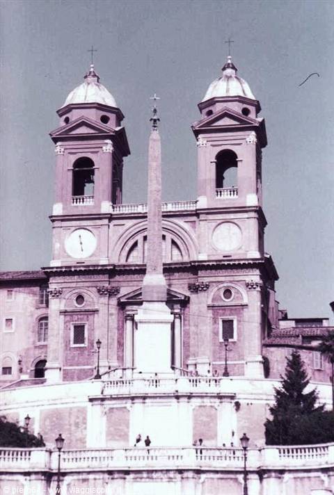 Obelisk in front of Trinità dei Monti church in Rome