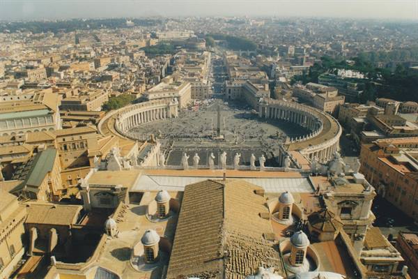 St. Peter's Square and its colonnade seen from St. Peter's Dome
