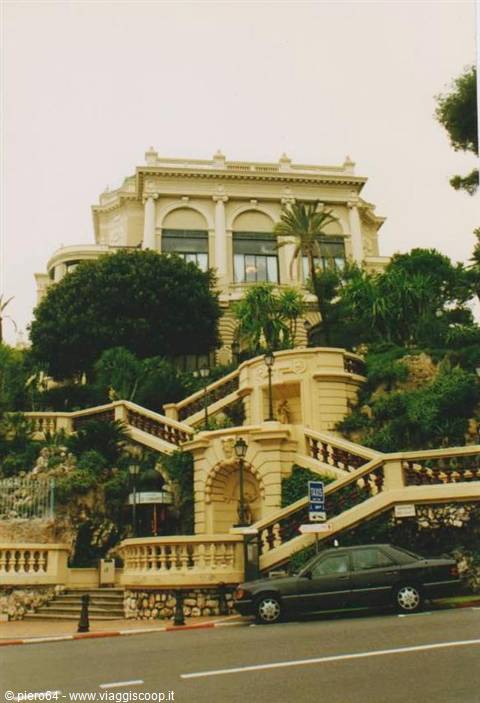 Stone staircase and gardens leading up to the Monte-Carlo Casino