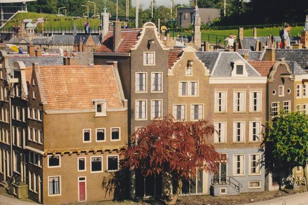 Miniature Dutch canal houses with stepped gables at Madurodam