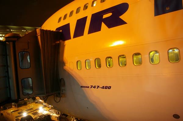 Souvenir photo before boarding