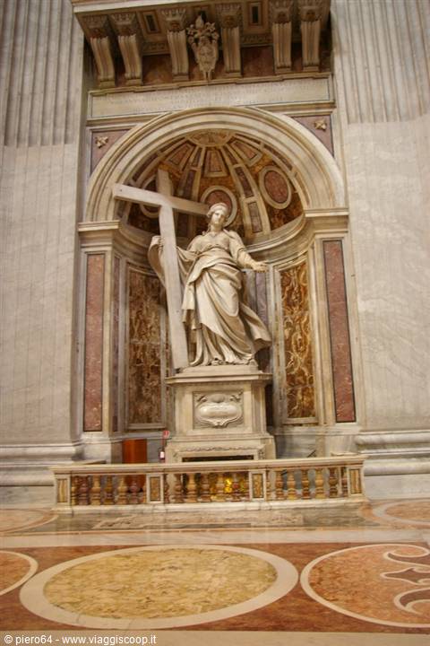 Marble statue of Saint Helena holding the cross, inside St. Peter's Basilica