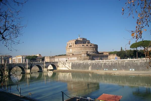 Castel Sant'Angelo and bridge over the Tiber river in Rome