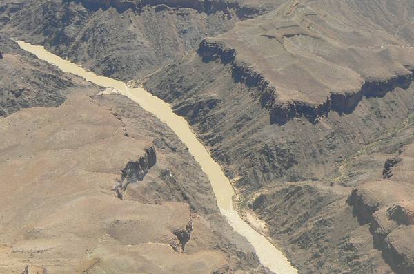 View of the Colorado River from the helicopter,Gran canyon