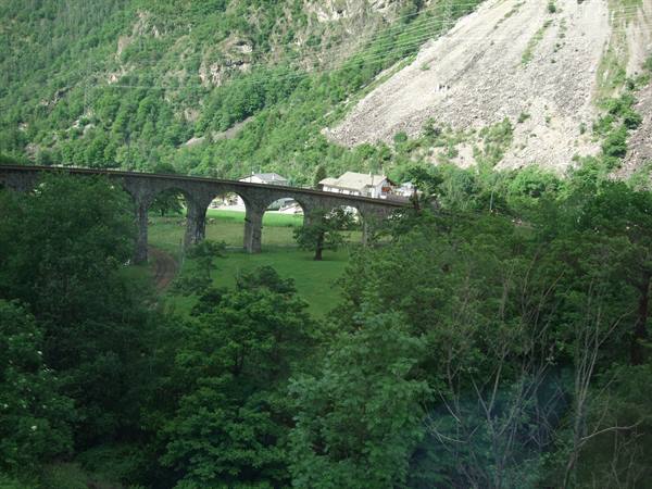 The circular viaduct of the Bernina Express
