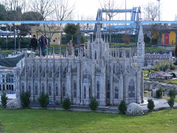 Miniature replica of Milan Cathedral at a miniature theme park