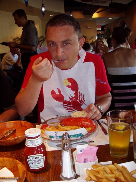 eating a lobster