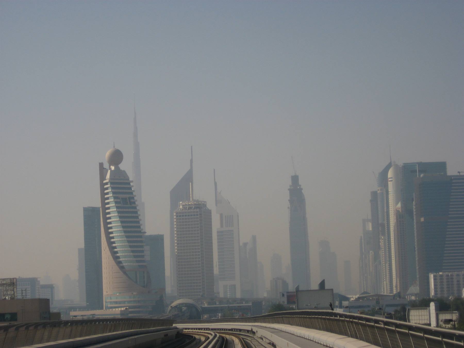 dubai skyline from the metro