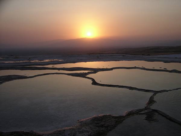 Sunset over the pools