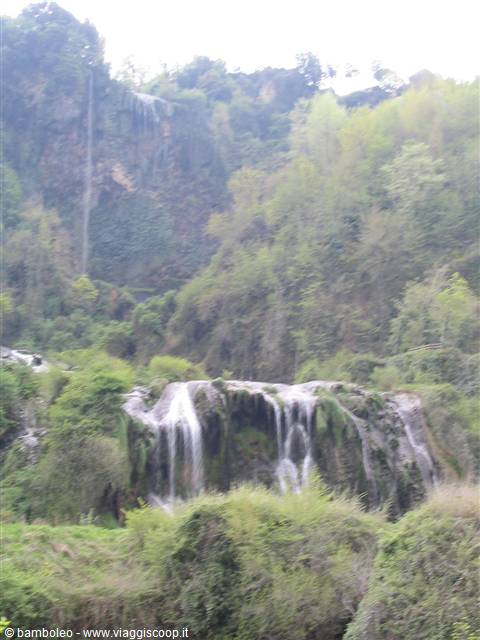 Marmore Falls: white water cascades over mossy rocks among green trees