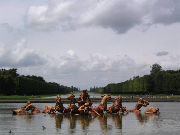 Apollo Fountain at Versailles, bronze horses and tritons in the basin