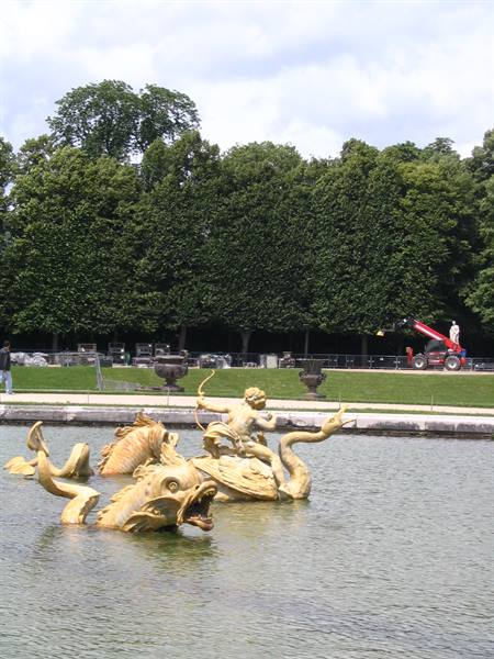 Gilded sea monster sculptures in a fountain, Versailles gardens