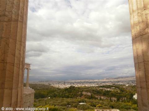 view from the entrance (Propylaea) of the Acropolis