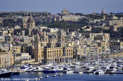 view of Birgu from the barraca gardens of Valletta