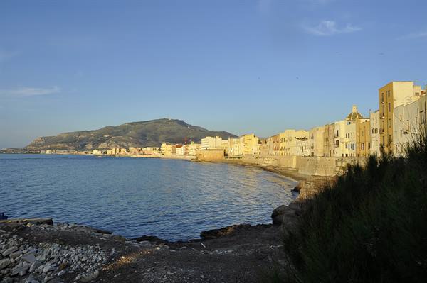 Trapani at sunset and Mount Erice