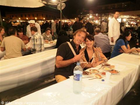 dinner at the stalls in the square