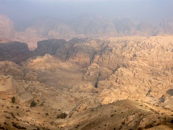 the valley of Petra seen from the Hotel