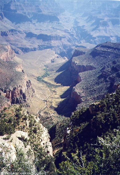Layered rocks of the Grand Canyon seen from above, daylight