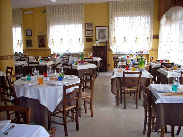 In the dining room of Ristorante Orazio